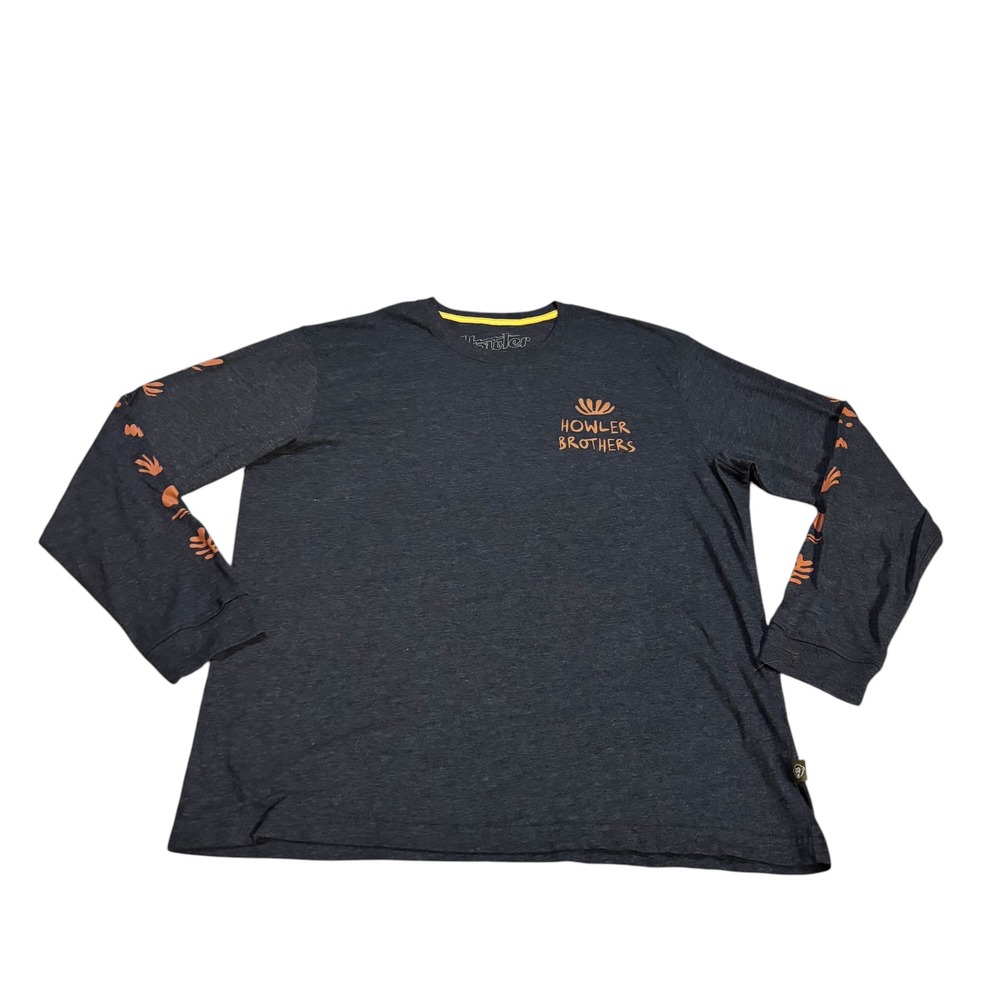 Howler Brothers‎ Mens Long Sleeve Graphic T-Shirt Charcoal Heather Grey Large